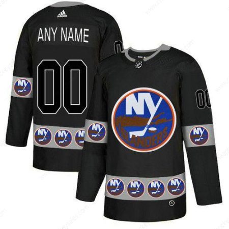 Men’s New York Islanders Custom Black Team Logos Fashion Adidas Jersey