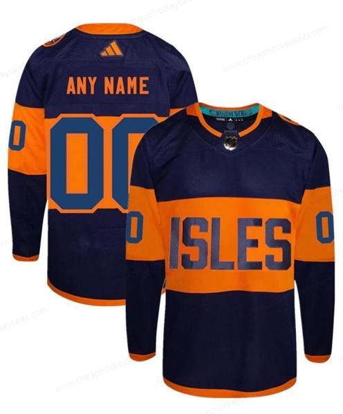 Men’s New York Islanders Custom Navy 2024 Stadium Series Stitched Jersey