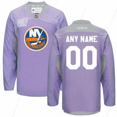 Men’s New York Islanders Purple Pink Custom Reebok Hockey Fights Cancer Practice Jersey