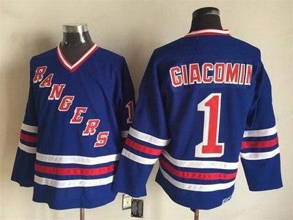 Men’s New York Rangers #1 Eddie Giacomin 1990-91 Light Blue CCM Vintage Throwback Jersey