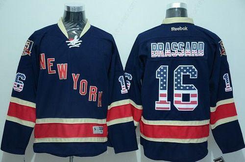 Men’s New York Rangers #16 Derick Brassard Reebok Navy Blue Third Usa Flag Hockey Jersey