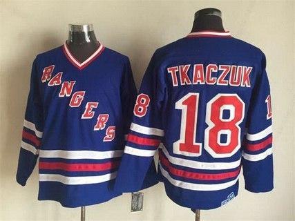 Men’s New York Rangers #18 Walt Tkaczuk 1990-91 Light Blue CCM Vintage Throwback Jersey