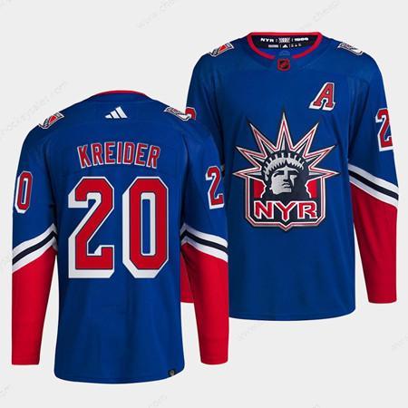 Men’s New York Rangers #20 Chris Kreider Blue 2022 Reverse Retro Stitched Jersey