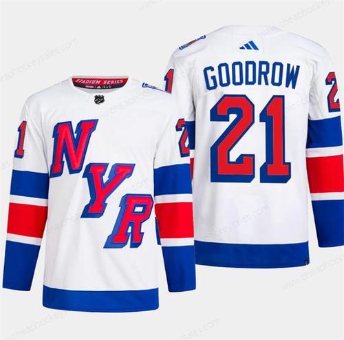 Men’s New York Rangers #21 Barclay Goodrow White 2024 Stadium Series Stitched Jersey