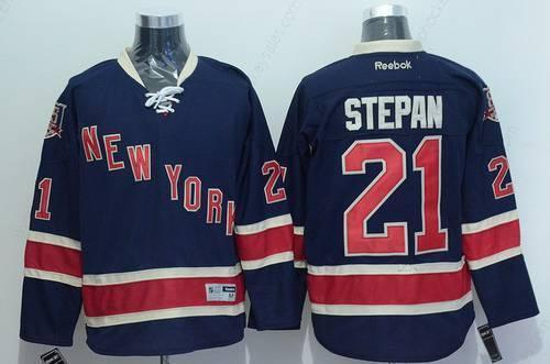 Men’s New York Rangers #21 Derek Stepan Navy Blue Third 85Th Jersey