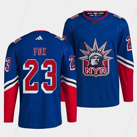 Men’s New York Rangers #23 Adam Fox Blue 2022 Reverse Retro Stitched Jersey