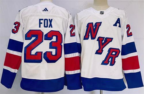 Men’s New York Rangers #23 Adam Fox White 2024 Stadium Series Stitched Jersey