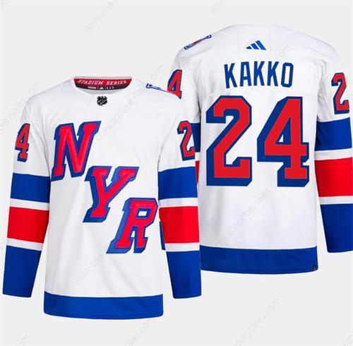 Men’s New York Rangers #24 Kaapo Kakko White 2024 Stadium Series Stitched Jersey