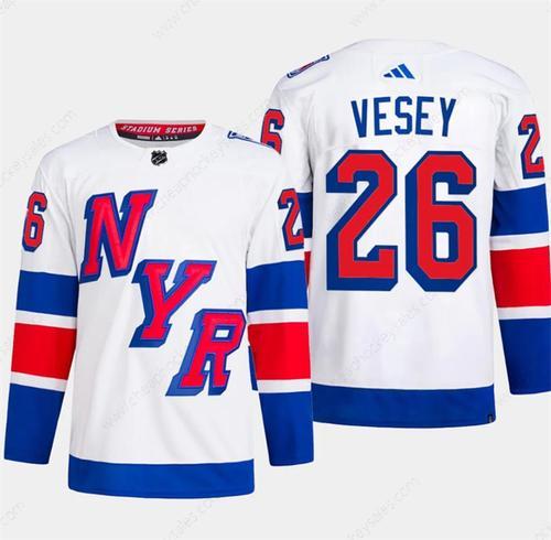 Men’s New York Rangers #26 Jimmy Vesey White 2024 Stadium Series Stitched Jersey