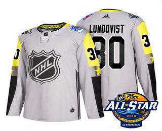 Men’s New York Rangers #30 Henrik Lundqvist Grey 2018 NHL All-Star Stitched Ice Hockey Jersey