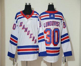 Men’s New York Rangers #30 Henrik Lundqvist White Adidas Stitched NHL Jersey