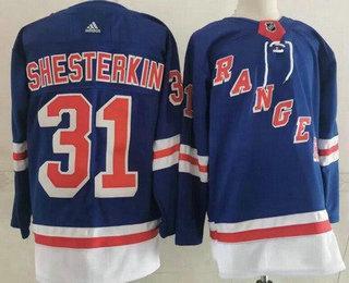 Men’s New York Rangers #31 Igor Shesterkin Blue Authentic Adidas Jersey