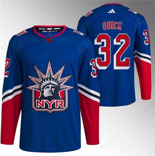 Men’s New York Rangers #32 Jonathan Quick Blue Reverse Retro Stitched Jersey