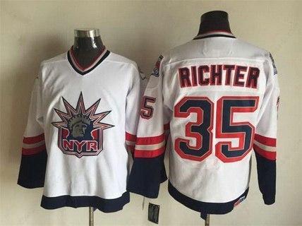 Men’s New York Rangers #35 Mike Richter 1996-97 White CCM Vintage Throwback Jersey