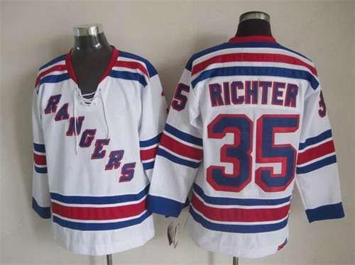 Men’s New York Rangers #35 Mike Richter White CCM Vintage Throwback Jersey