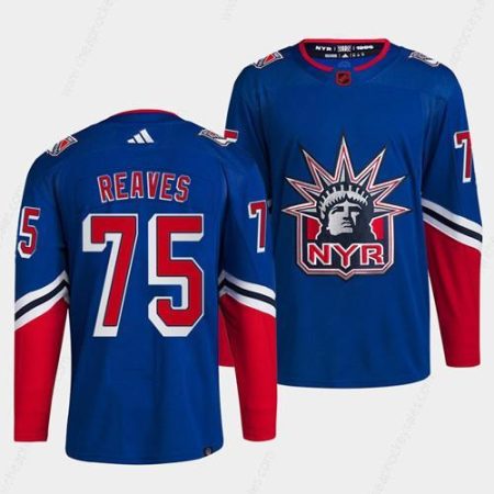 Men’s New York Rangers #75 Ryan Reaves Blue 2022 Reverse Retro Stitched Jersey