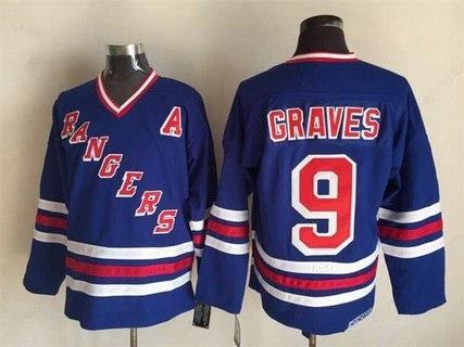 Men’s New York Rangers #9 Adam Graves 1990-91 Light Blue CCM Vintage Throwback Jersey