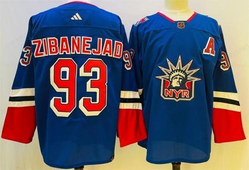 Men’s New York Rangers #93 Mika Zibanejad Blue 2022-23 Reverse Retro Stitched Jersey