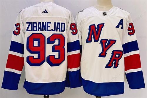 Men’s New York Rangers #93 Mika Zibanejad White 2024 Stadium Series Stitched Jersey