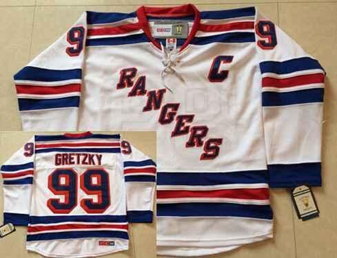 Men’s New York Rangers #99 Wayne Gretzky 1999-00 White CCM Vintage Throwback Jersey