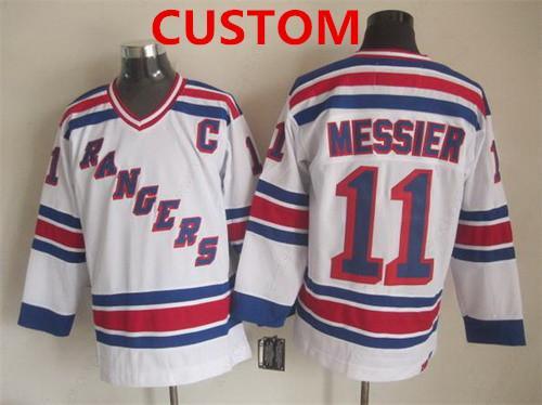 Men’s New York Rangers Custom 1993 White Throwback CCM Jersey