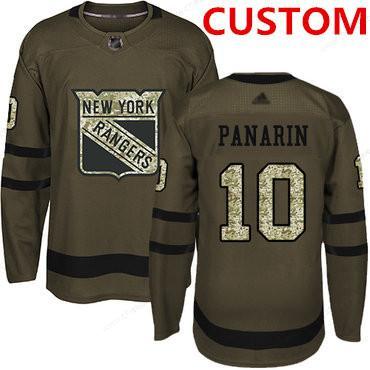 Men’s New York Rangers Custom Green Salute To Service Stitched Hockey Jersey