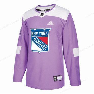 Men’s New York Rangers Purple Pink Custom Adidas Hockey Fights Cancer Practice Jersey