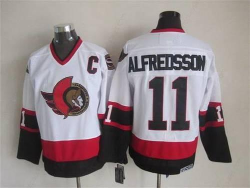 Men’s Ottawa Senators #11 Daniel Alfredsson 1997-98 White CCM Vintage Throwback Jersey