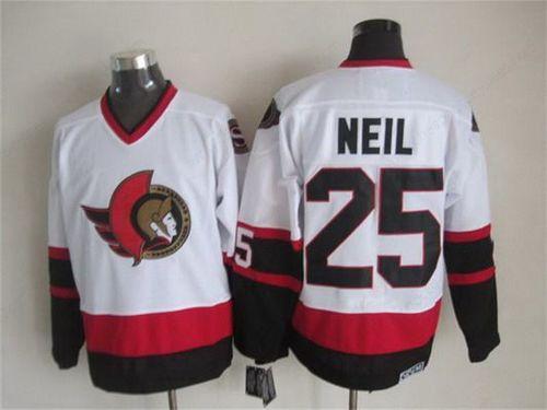 Men’s Ottawa Senators #25 Chris Neil 1997-98 White CCM Vintage Throwback Jersey