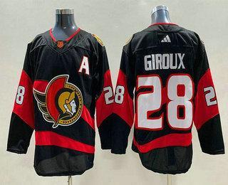 Men’s Ottawa Senators #28 Claude Giroux Black 2022 Reverse Retro Authentic Jersey