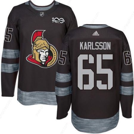 Men’s Ottawa Senators #65 Erik Karlsson Black 1917-2017 100Th Anniversary Stitched NHL Jersey