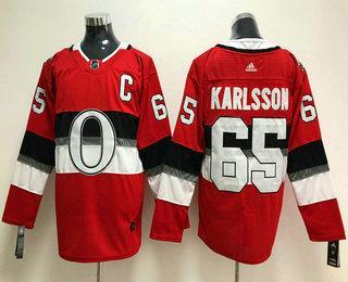 Men’s Ottawa Senators #65 Erik Karlsson Red With C Patch 2018 Winter Classic Stitched NHL Hockey Jersey