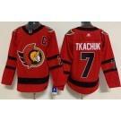 Men’s Ottawa Senators #7 Brady Tkachuk Red With C Patch2021 Reverse Retro Authentic Jersey