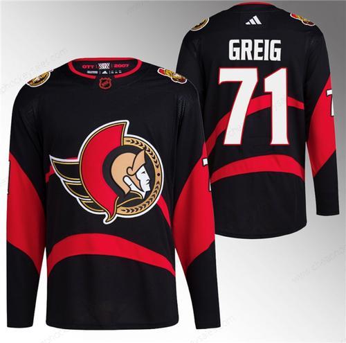 Men’s Ottawa Senators #71 Ridly Greig Black Reverse Retro Stitched Jersey