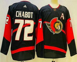 Men’s Ottawa Senators #72 Thomas Chabot Black 2022 Reverse Retro Authentic Jersey