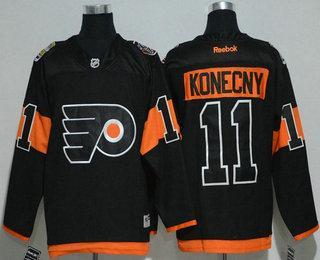 Men’s Philadelphia Flyers #11 Travis Konecny Black 2017 Stadium Series Stitched NHL Reebok Hockey Jersey