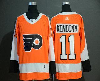 Men’s Philadelphia Flyers #11 Travis Konecny Orange Adidas Stitched NHL Jersey