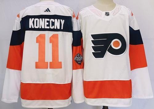 Men’s Philadelphia Flyers #11 Travis Konecny White 2024 Stadium Series Stitched Jersey