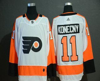 Men’s Philadelphia Flyers #11 Travis Konecny White Adidas Stitched NHL Jersey