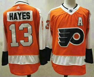 Men’s Philadelphia Flyers #13 Kevin Hayes Orange White Stitched NHL Jersey