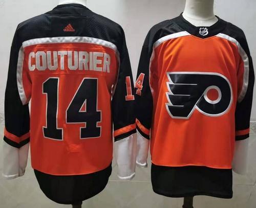 Men’s Philadelphia Flyers #14 Sean Couturier Orange Adidas 2020-21 Stitched NHL Jersey