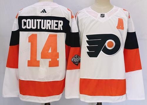 Men’s Philadelphia Flyers #14 Sean Couturier White 2024 Stadium Series Stitched Jersey