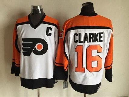 Men’s Philadelphia Flyers #16 Bobby Clarke 1997-98 White CCM Vintage Throwback Jersey