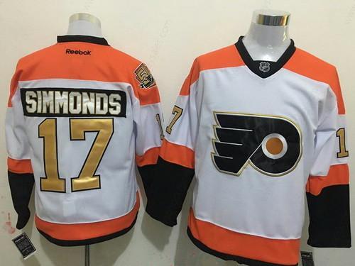 Men’s Philadelphia Flyers #17 Wayne Simmonds White 50Th Anniversary Gold Stitched NHL Reebok Hockey Jersey