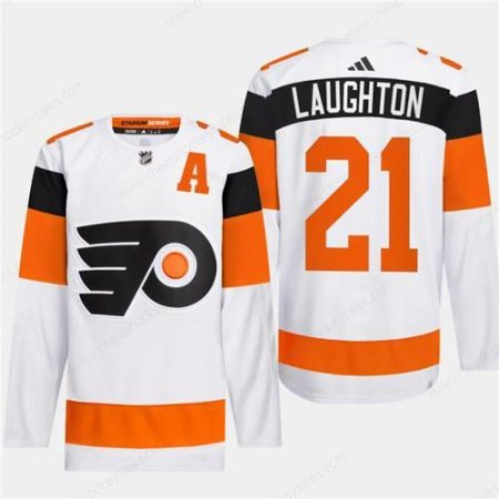 Men’s Philadelphia Flyers #21 Scott Laughton White 2024 Stadium Series Stitched Jersey