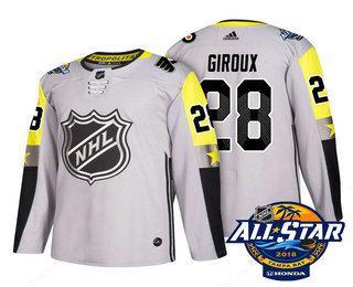 Men’s Philadelphia Flyers #28 Claude Giroux Grey 2018 NHL All-Star Stitched Ice Hockey Jersey