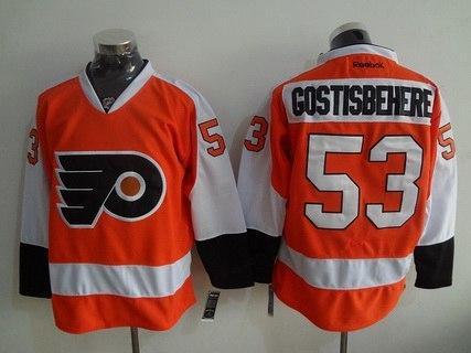 Men’s Philadelphia Flyers #53 Shayne Gostisbehere Philadelphia Flyers Reebok Premier Orange Home Jersey