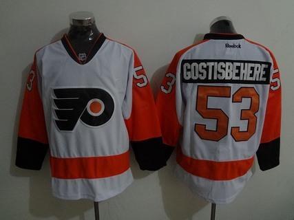 Men’s Philadelphia Flyers #53 Shayne Gostisbehere Philadelphia Flyers Reebok Premier White Away Jersey