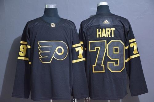 Men’s Philadelphia Flyers #79 Carter Hart Black Golden Adidas Stitched NHL Jersey