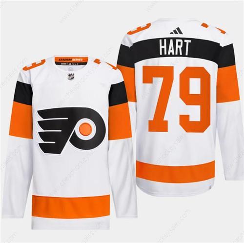 Men’s Philadelphia Flyers #79 Carter Hart White 2024 Stadium Series Stitched Jersey